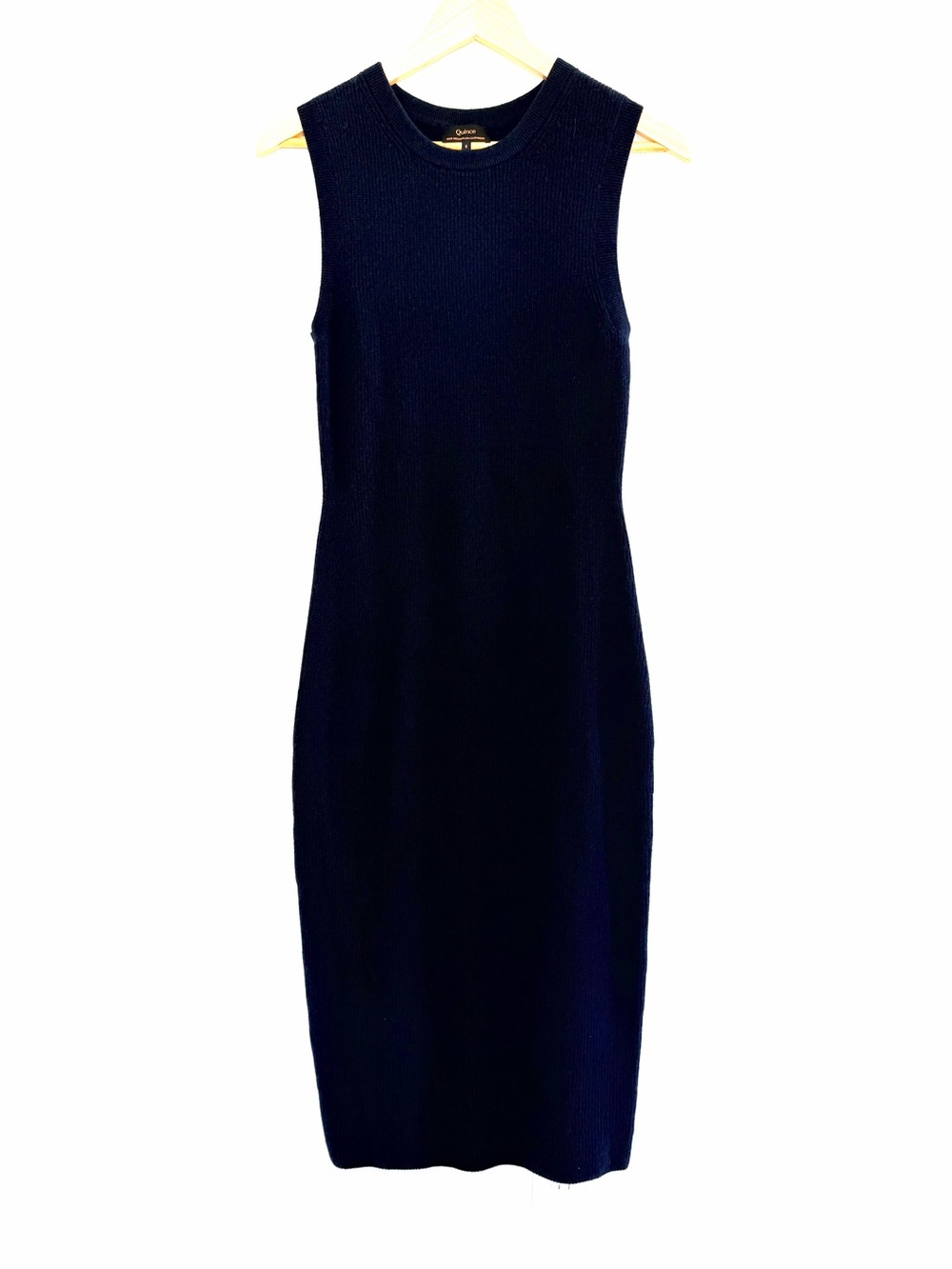 Quince 100% Mongolian Cashmere Sleeveless Midi Sweater Dress Navy S
